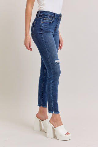 Mid Rise Distressed Crop Skinny