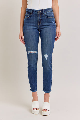 Mid Rise Distressed Crop Skinny