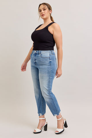 MOM JEAN with Stretch Corset + Mesh