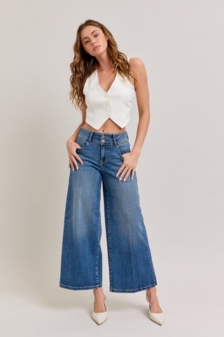 2 Button Wide Leg Crop